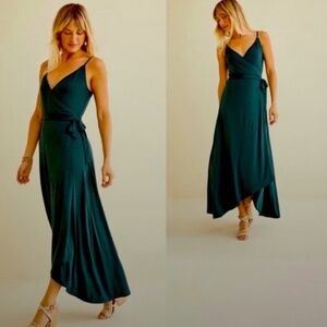 Amour Vert Astrida Maxi Modal Wrap Dress - in Emerald Green - Womens Small